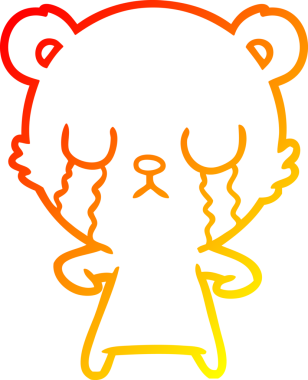 Bir insan tarafından çizilen ağlayan çizgi film ayısının sıcak çizgi çizgisi.