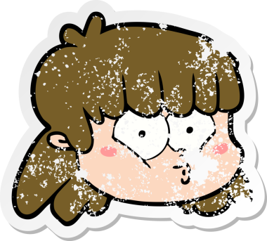 Bir insan tarafından çizilmiş karikatür kadın yüzü.