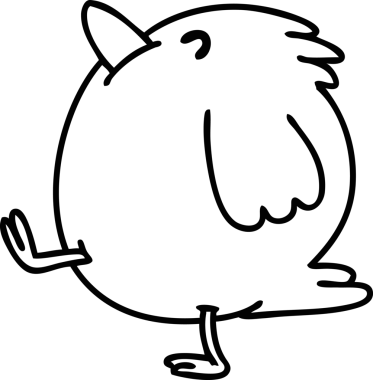 Bir insan tarafından çizilmiş mutlu bir kuş çizgisi.