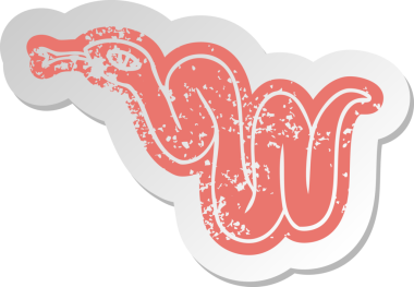 Bir insan tarafından çizilmiş bahçe yılanının eski bir karikatür çıkartması.