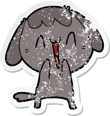 Bir insan tarafından çizilmiş şirin bir köpeğin sıkıntılı çıkartması.