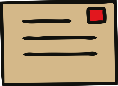 Bir insan tarafından çizilmiş kağıt bir zarfın sevimli karikatürü