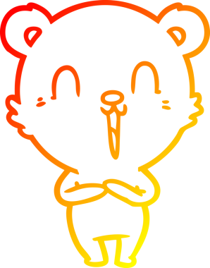 Bir insan tarafından çizilmiş mutlu bir kutup ayısının sıcak çizgi çizimi