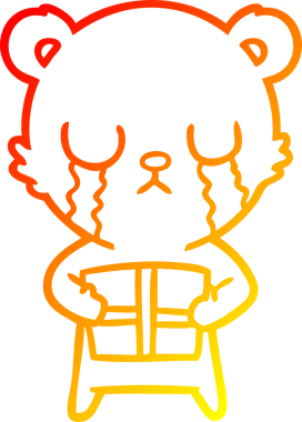 Bir insan tarafından çizilmiş, ağlayan çizgi film ayısının sıcak çizgi çizimi