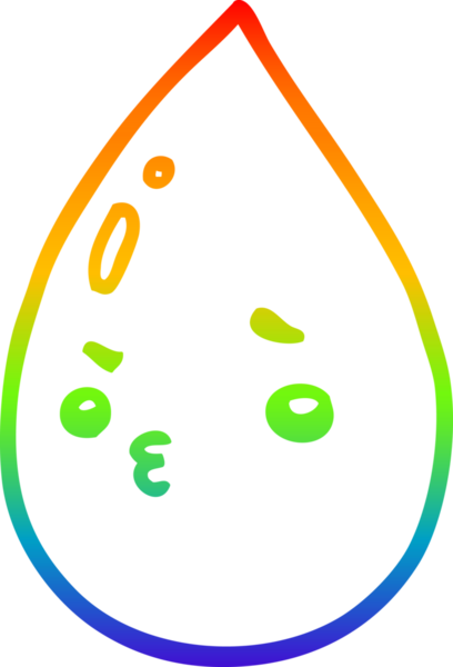 Gökkuşağı gradyan çizgi çizimi Bir insan tarafından çizilmiş şirin yağmur damlası