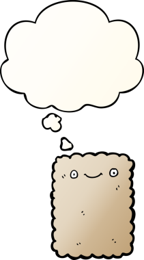 Düşünce baloncuklu çizgi film bisküvisi, bir insan tarafından çizilmiş düzgün bir gradyan stil.