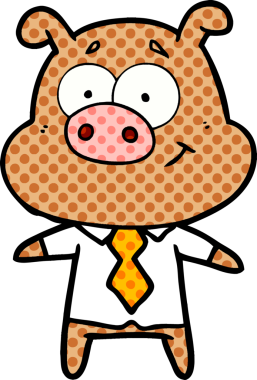 Bir insan tarafından çizilmiş mutlu çizgi film domuz patronu.