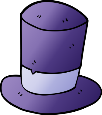 Bir insan tarafından çizilmiş karikatür silindir şapka.