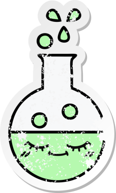 Bir insan tarafından çizilmiş şirin bir çizgi film test tüpünün sıkıntılı çıkartması.