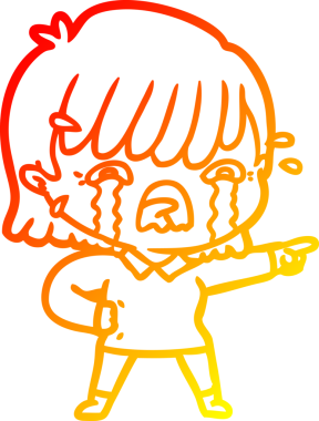 Bir insan tarafından çizilmiş ağlayan çizgi film kızı çizimi.