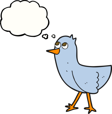 Bir insan tarafından çizilmiş serbest çizim balon karikatür kuşu.