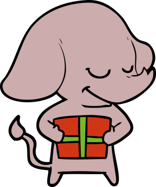 Bir insan tarafından çizilmiş, gülümseyen bir fil.