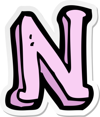 Bir insan tarafından çizilmiş N harfinin çıkartması.