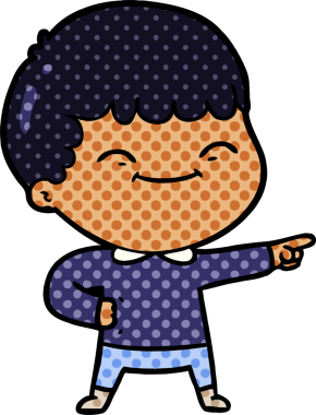 Bir insan tarafından çizilmiş mutlu çocuk çizgi filmi.