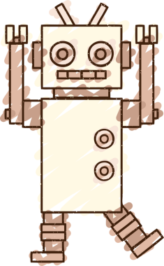 Bir insan tarafından çizilen Çılgın Robot Tebeşiri