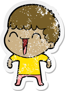 Bir insan tarafından çizilmiş mutlu bir adamın sıkıntılı çıkartması.