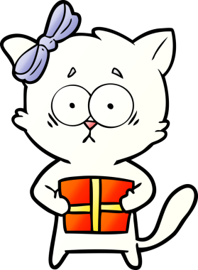 Bir insan tarafından çizilmiş çizgi film kedisi.