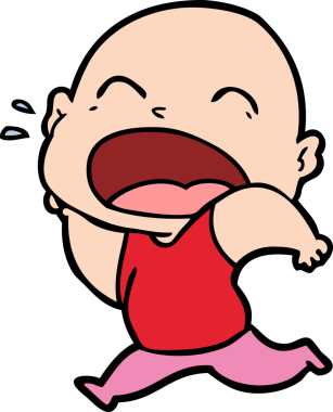 Bir insan tarafından çizilmiş kel adam diye bağıran çizgi film.