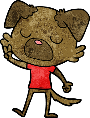 Bir insan tarafından çizilmiş çizgi film köpeği.