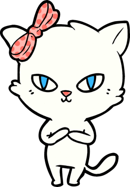 Bir insan tarafından çizilmiş sevimli çizgi film kedisi.