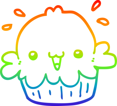 Gökkuşağı gradyan çizgisi bir insan tarafından çizilmiş şirin bir karikatür turtası