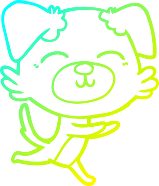 Bir insan tarafından çizilen çizgi film köpeğinin soğuk gradyan çizgisi.