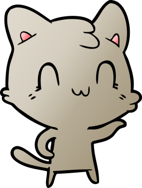 Bir insan tarafından çizilmiş mutlu bir kedi.