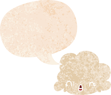 grunge 'da konuşma baloncuğu olan karikatür bulutu bir insan tarafından çizilmiş rahatsız edilmiş retro dokuma tarzı