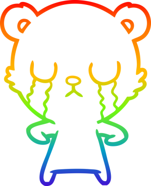 Bir insan tarafından çizilmiş ağlayan çizgi film ayısının çizimi.