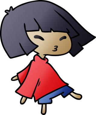 Bir insan tarafından çizilmiş sevimli bir kawai kızının gradyan çizimi.