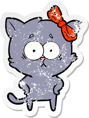 Bir insan tarafından çizilmiş karikatür bir kedinin sıkıntılı çıkartması.