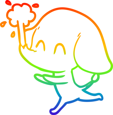 Gökkuşağı gradyan çizgisi insan tarafından çizilmiş su püskürten şirin bir fil çizimi.