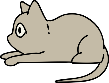 Çizgi film kedisi bir insan tarafından çizilmiş ilginç bir şeye bakıyor.