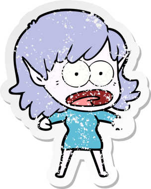 Bir karikatürün sıkıntılı çıkartması bir insan tarafından çizilmiş elf kızı şok etti.