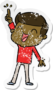 Bir insan tarafından çizilmiş gülen karikatür adamın sıkıntılı çıkartması.