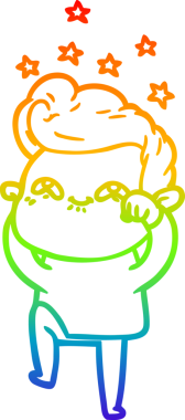 Gökkuşağı gradyanı çizimi bir insan tarafından çizilmiş heyecanlı bir çizgi film