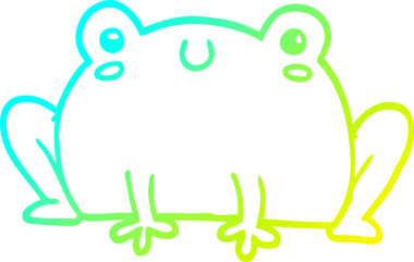 Bir insan tarafından çizilmiş bir kurbağanın soğuk çizgi çizimi.