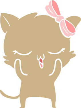 Bir insan tarafından çizilmiş düz renkli çizgi film kedisi.