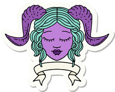 Bir insan tarafından çizilmiş parşömen pankartıyla bağlanmış karakter yüzü etiketi