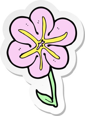 Bir insan tarafından çizilmiş karikatür çiçeğinin çıkartması.