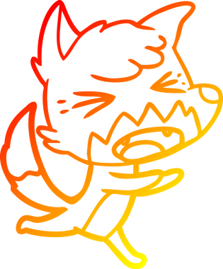 Bir insan tarafından çizilmiş kızgın bir tilkinin sıcak çizgi çizimi