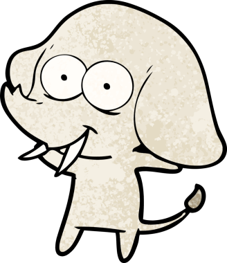 Bir insan tarafından çizilmiş mutlu bir fil.