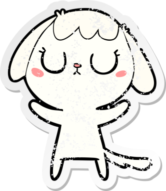 Bir insan tarafından çizilmiş şirin bir köpeğin sıkıntılı çıkartması.