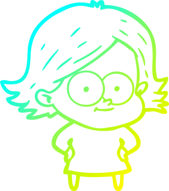 Bir insan tarafından çizilmiş mutlu çizgi film kızı çizimi.