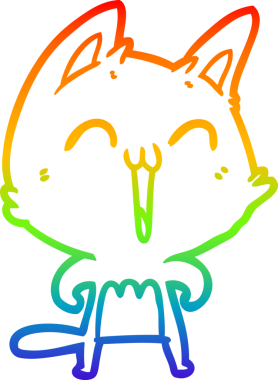 gökkuşağı gradyan çizimi mutlu çizgi film kedisi bir insan tarafından çizildi