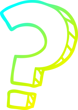 Bir insan tarafından çizilen soru işaretinin soğuk gradyan çizgisi