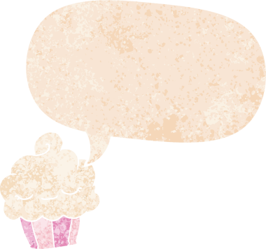 Bir insan tarafından çizilmiş grunge dertli retro desenli konuşma baloncuklu çizgi film keki