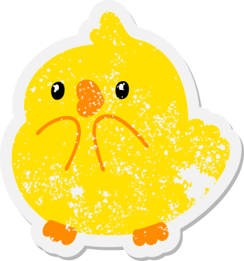 Bir insan tarafından çizilmiş şirin sürpriz bebek kuş grunge etiketi.