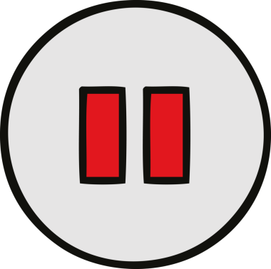 Bir insan tarafından çizilmiş şirin bir durdurma düğmesi karikatürü