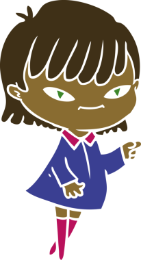 Bir insan tarafından çizilmiş düz renkli çizgi film.